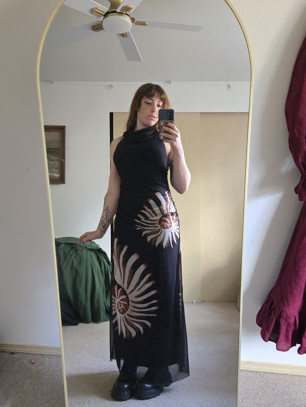 New Farm Rio Halter Goth Nautical Amonite Dress M - Picture 3 of 10